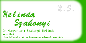 melinda szakonyi business card